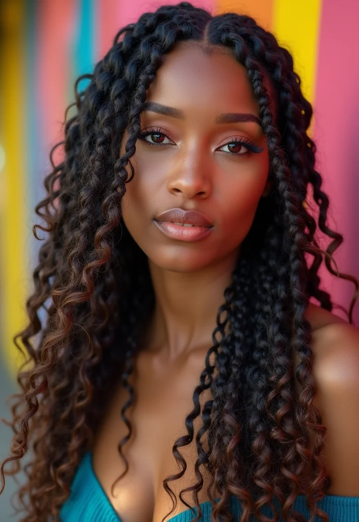 25 Beautiful Curly Crochet Hair Styles to Elevate Your Look - 10. Chunky Braids with Curls