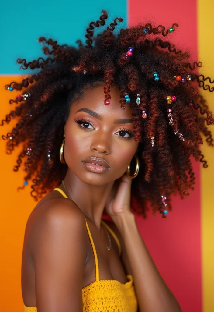 25 Beautiful Curly Crochet Hair Styles to Elevate Your Look - 16. Beaded Crochet Hair
