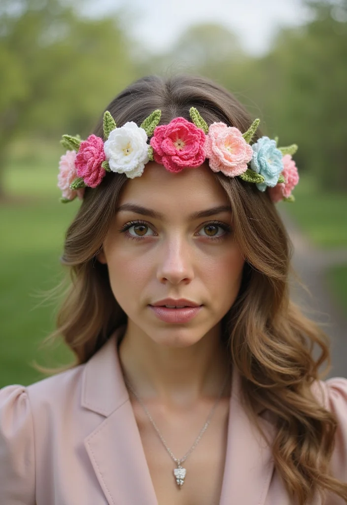25 Beautiful Curly Crochet Hair Styles to Elevate Your Look - 23. Crochet Flower Crown
