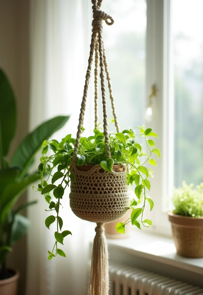 25 Beginner-Friendly Crochet Patterns for Beginners You Can Learn Today - 2. Charming Plant Hanger