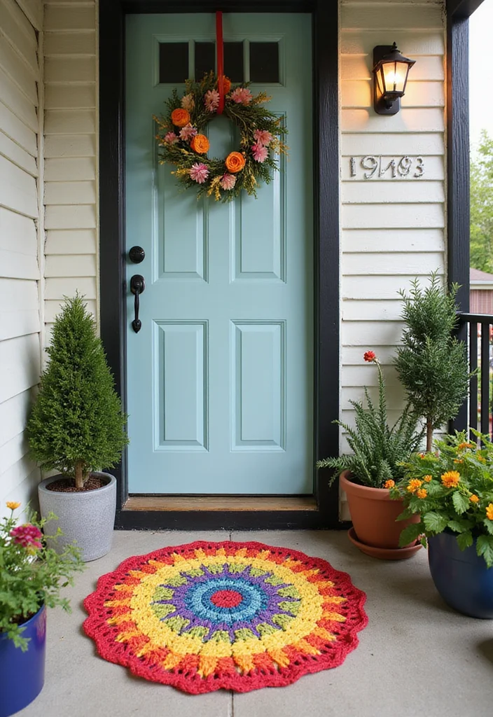 25 Beginner-Friendly Crochet Patterns for Beginners You Can Learn Today - 25. Funky Crochet Door Mat