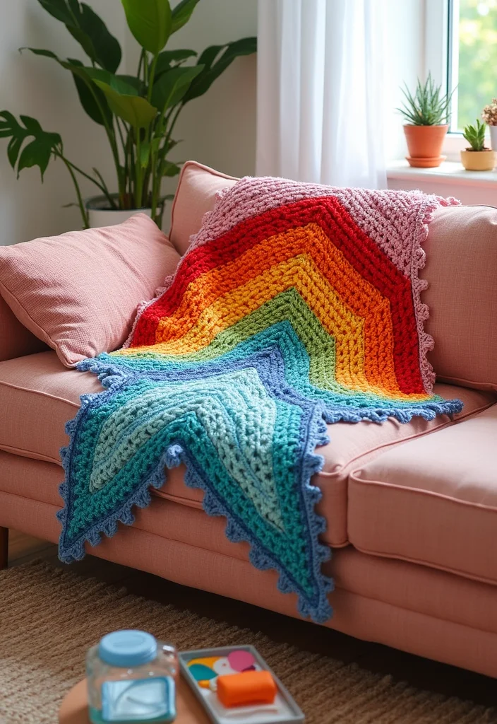 25 Cozy 6 Day Star Blanket Crochet Ideas You Should Try - 1. Rainbow Star Blanket