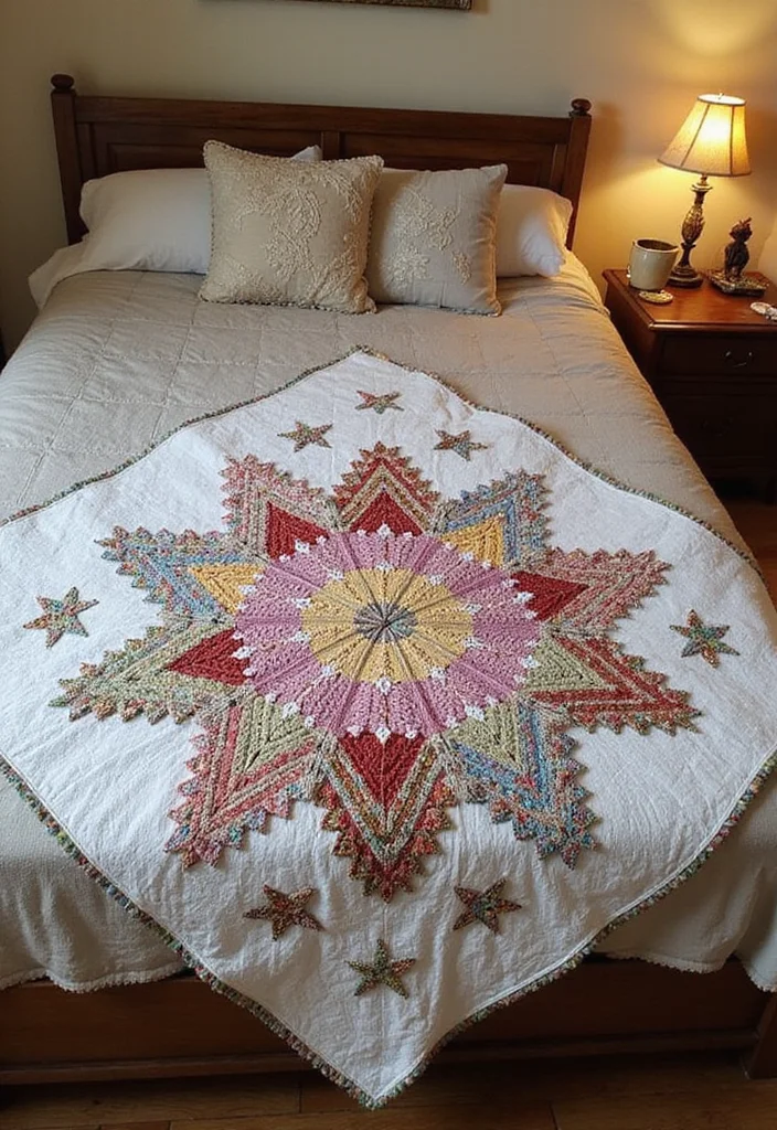 25 Cozy 6 Day Star Blanket Crochet Ideas You Should Try - 16. Quilted Star Blanket