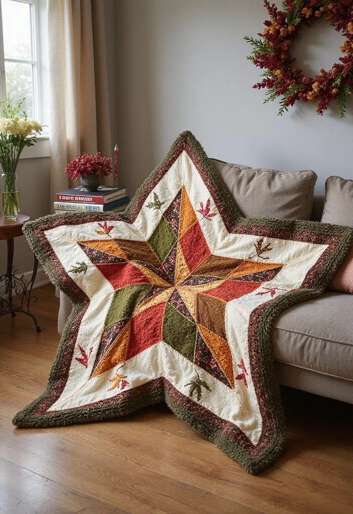 25 Cozy 6 Day Star Blanket Crochet Ideas You Should Try - 19. Seasonal Star Blanket