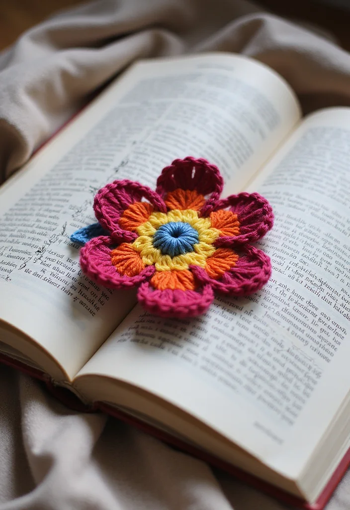 25 Creative Crochet Bookmarks: Free Patterns for Book Lovers - 1. Whimsical Flower Bookmark