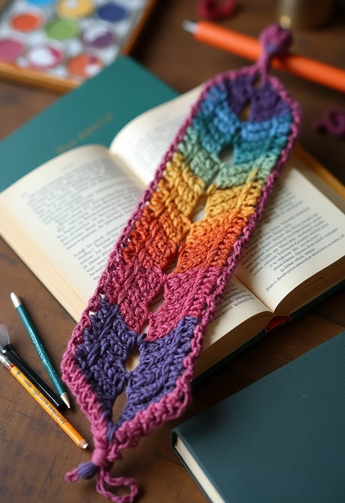 25 Creative Crochet Bookmarks: Free Patterns for Book Lovers - 14. Colorful Ombre Effect