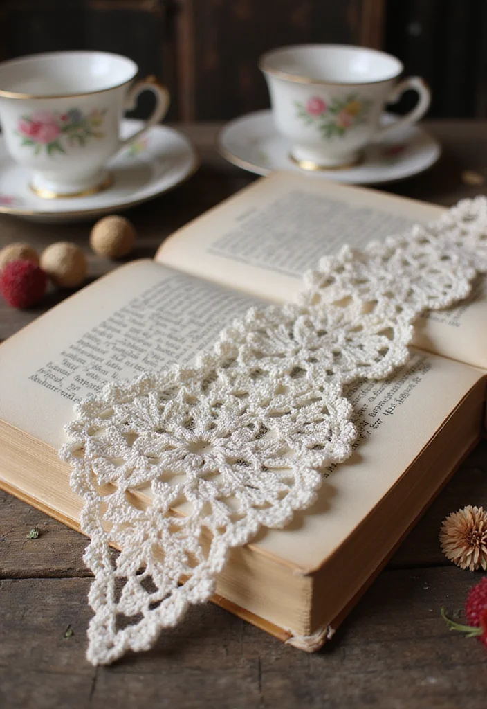25 Creative Crochet Bookmarks: Free Patterns for Book Lovers - 4. Vintage Lace Bookmark