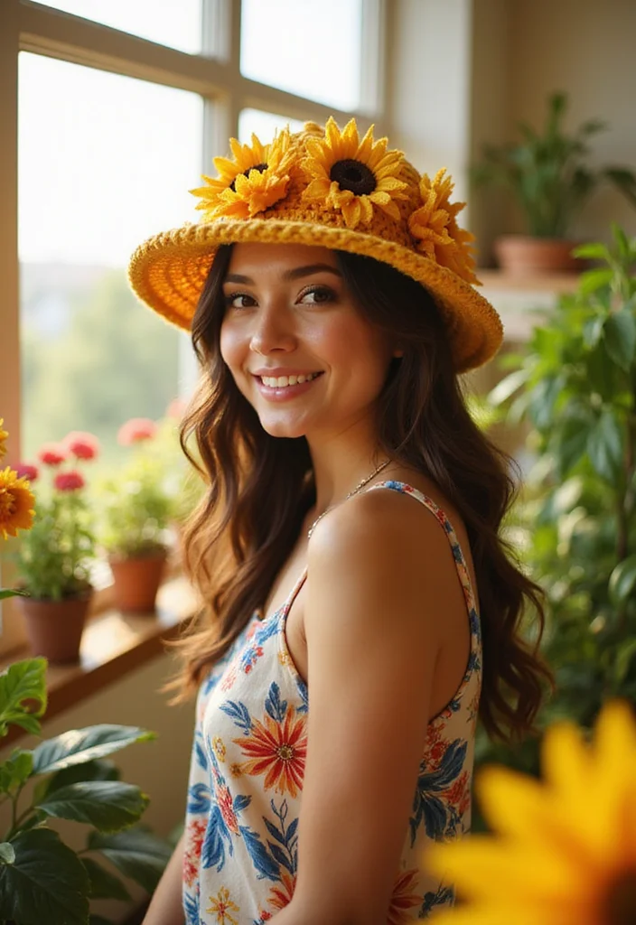 25 Fun Crochet Bucket Hat Free Pattern Ideas Everyone Loves - 22. The Sunflower Bucket Hat