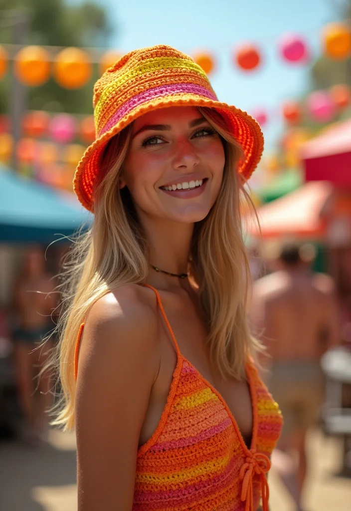 25 Fun Crochet Bucket Hat Free Pattern Ideas Everyone Loves - 24. The Festival Vibes Bucket Hat