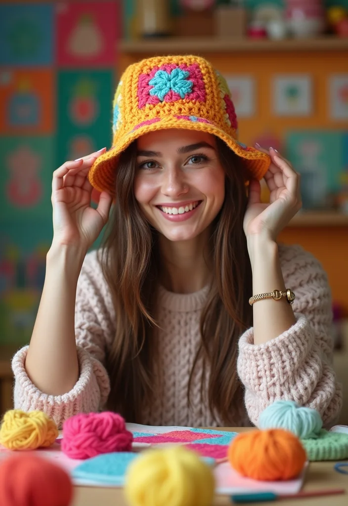 25 Fun Crochet Bucket Hat Free Pattern Ideas Everyone Loves - 6. The Granny Square Bucket Hat