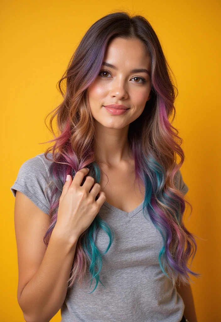 25 Gorgeous Half Braids Half Crochet Hairstyles to Try This Year - 12. Half Braid with Funky Hair Colors