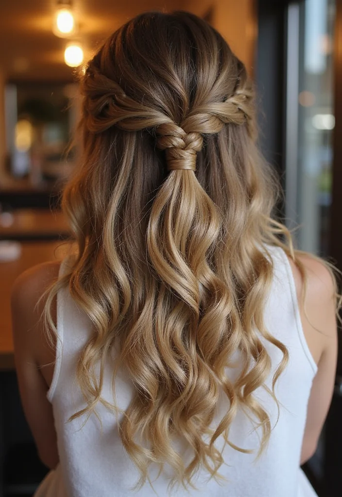 25 Gorgeous Half Braids Half Crochet Hairstyles to Try This Year - 16. Half Braided Ponytail with Crochet Waves