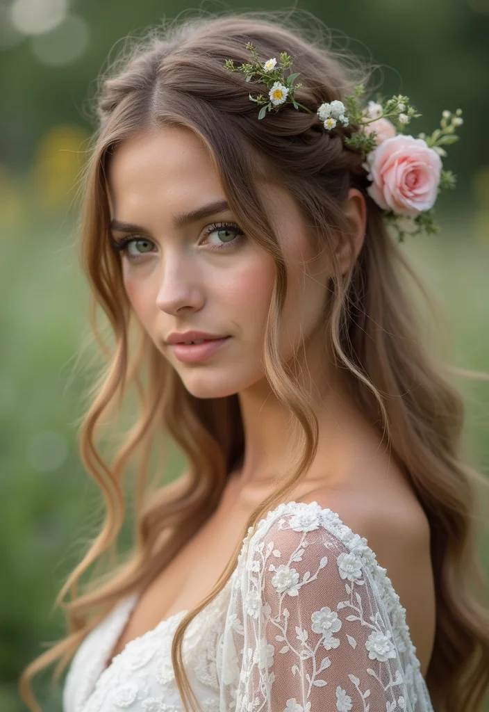 25 Gorgeous Half Braids Half Crochet Hairstyles to Try This Year - 17. Half Side Braid with Loose Texture