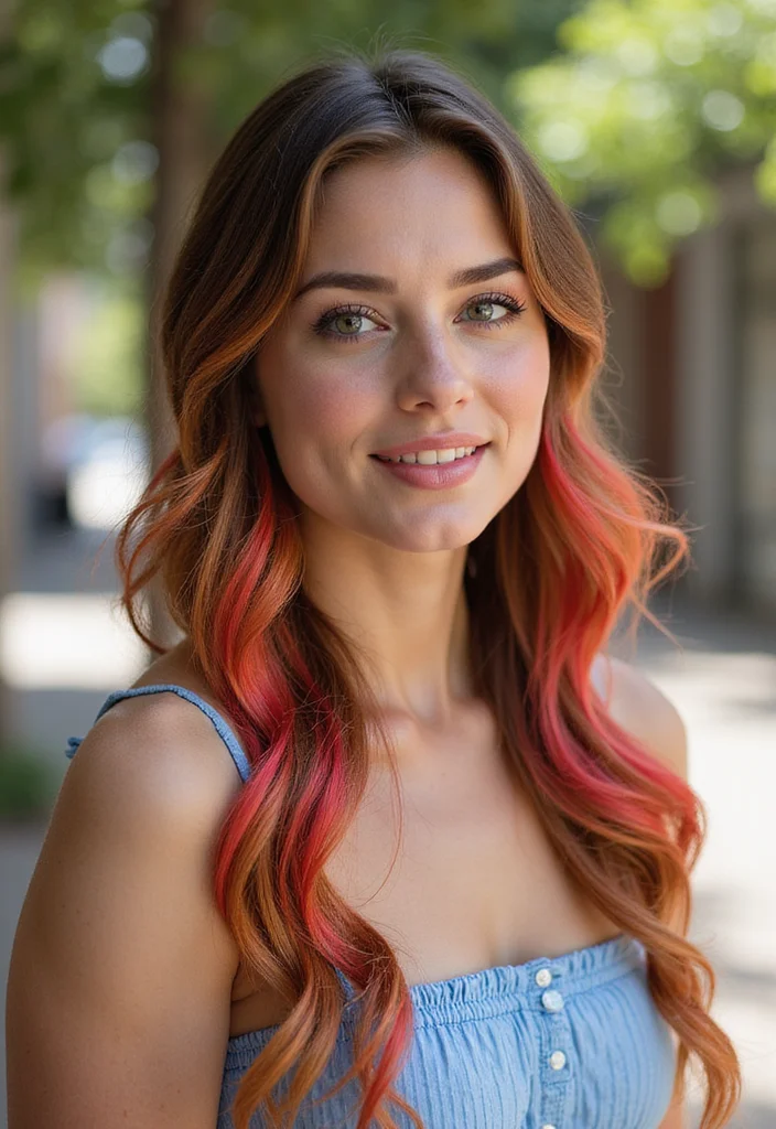 25 Gorgeous Half Braids Half Crochet Hairstyles to Try This Year - 20. Chic Half Twist with Color Highlights