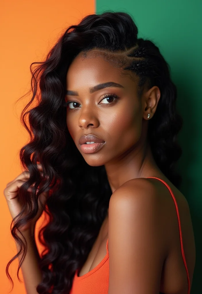 25 Gorgeous Half Braids Half Crochet Hairstyles to Try This Year - 23. Bold Half Braid with Afro Extension