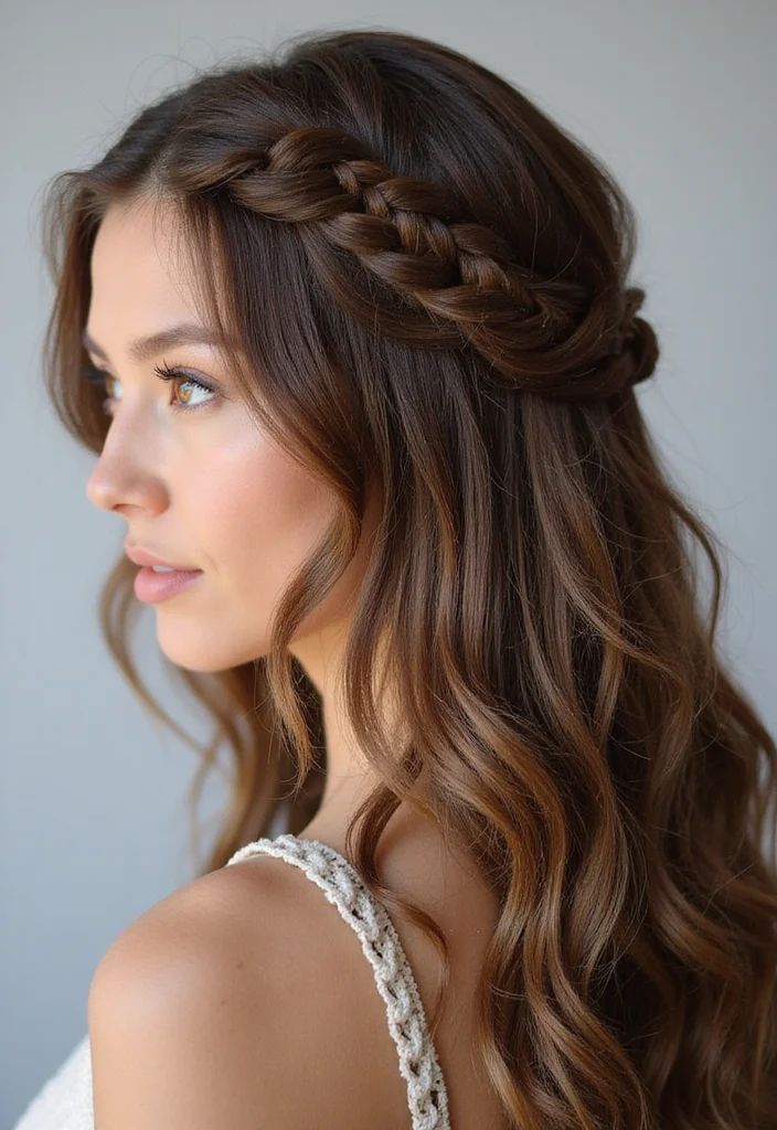 25 Gorgeous Half Braids Half Crochet Hairstyles to Try This Year - 3. Half Dutch Braid with Accent Crochet
