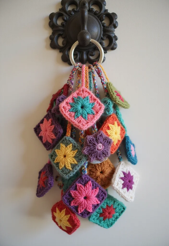 25+ Ideas on How to Crochet a Granny Square You’ll Love Trying - 11. Granny Square Keychains