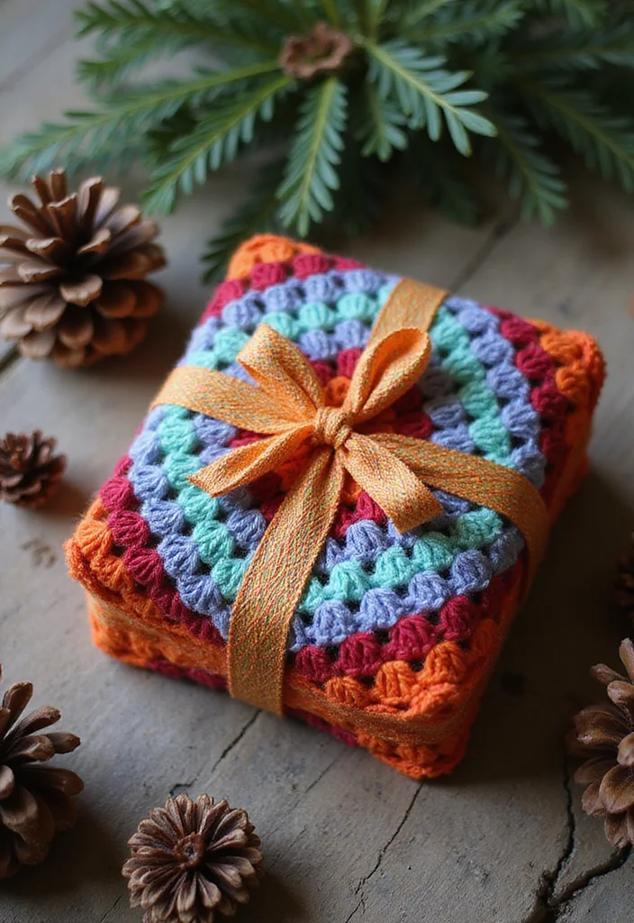 25+ Ideas on How to Crochet a Granny Square You’ll Love Trying - 16. Granny Square Gift Wrap