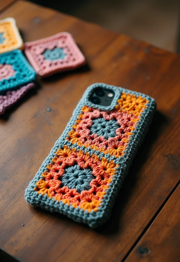 25+ Ideas on How to Crochet a Granny Square You’ll Love Trying - 17. Granny Square Phone Cases