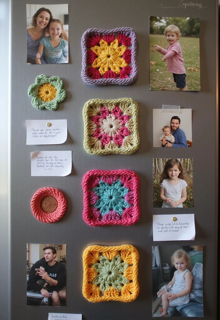 25+ Ideas on How to Crochet a Granny Square You’ll Love Trying - 18. Granny Square Magnets