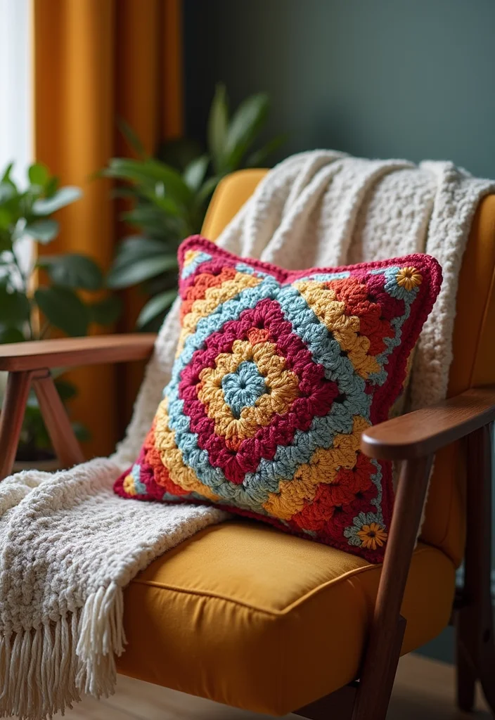 25+ Ideas on How to Crochet a Granny Square You’ll Love Trying - 2. Granny Square Pillow Covers