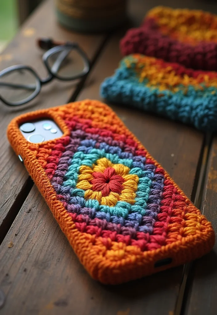 25+ Ideas on How to Crochet a Granny Square You’ll Love Trying - 22. Granny Square Phone Cases