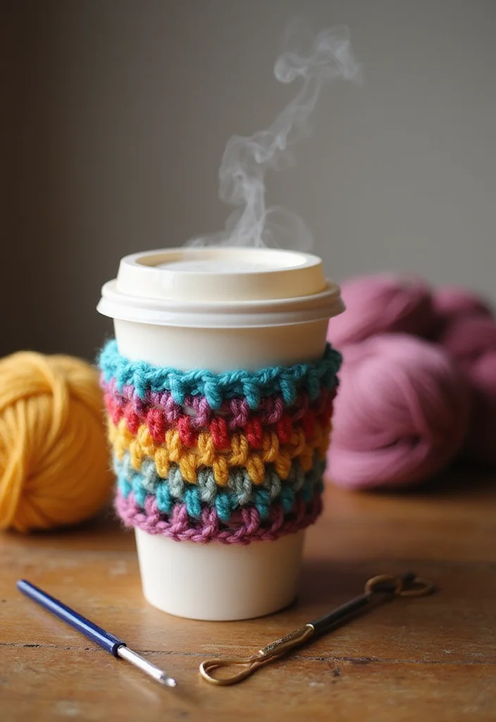 25+ Ideas on How to Crochet a Granny Square You’ll Love Trying - 7. Granny Square Cup Sleeve