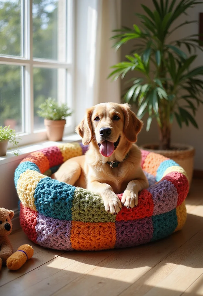 25+ Ideas on How to Crochet a Granny Square You’ll Love Trying - 9. Granny Square Pet Bed