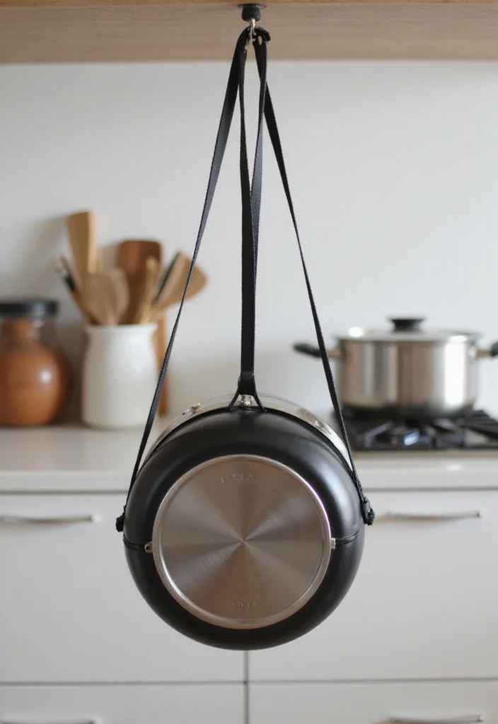 25 Practical Crochet Pot Holders Free Pattern Ideas for the Kitchen - 11. Minimalist Cross-Body Pot Holder