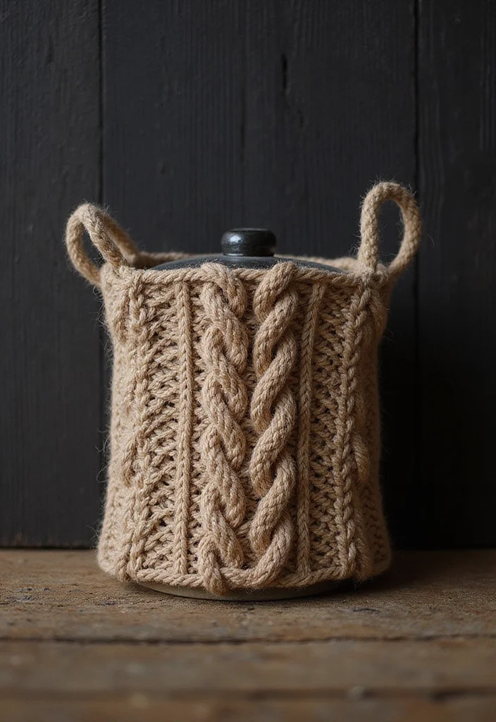 25 Practical Crochet Pot Holders Free Pattern Ideas for the Kitchen - 15. Cable Knit Inspired Holder