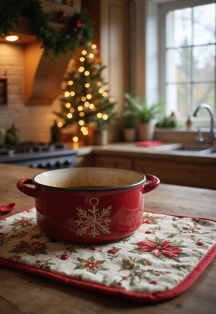 25 Practical Crochet Pot Holders Free Pattern Ideas for the Kitchen - 22. Christmas-Themed Pot Holder