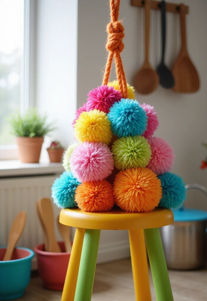 25 Practical Crochet Pot Holders Free Pattern Ideas for the Kitchen - 3. Fun and Funky Pom-Pom Holder