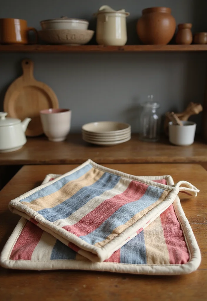 25 Practical Crochet Pot Holders Free Pattern Ideas for the Kitchen - 7. Striped Pot Holder