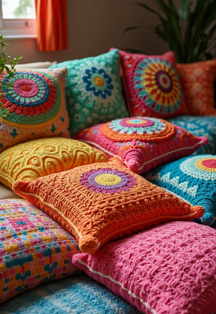 25 Trending Crochet Styles for Black Women to Refresh Your Look - 10. Eye-Catching Crochet Pillows