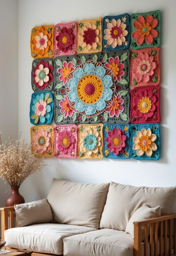25 Unique Mosaic Crochet Patterns Free Charts to Try Today - 2. Floral Fantasia