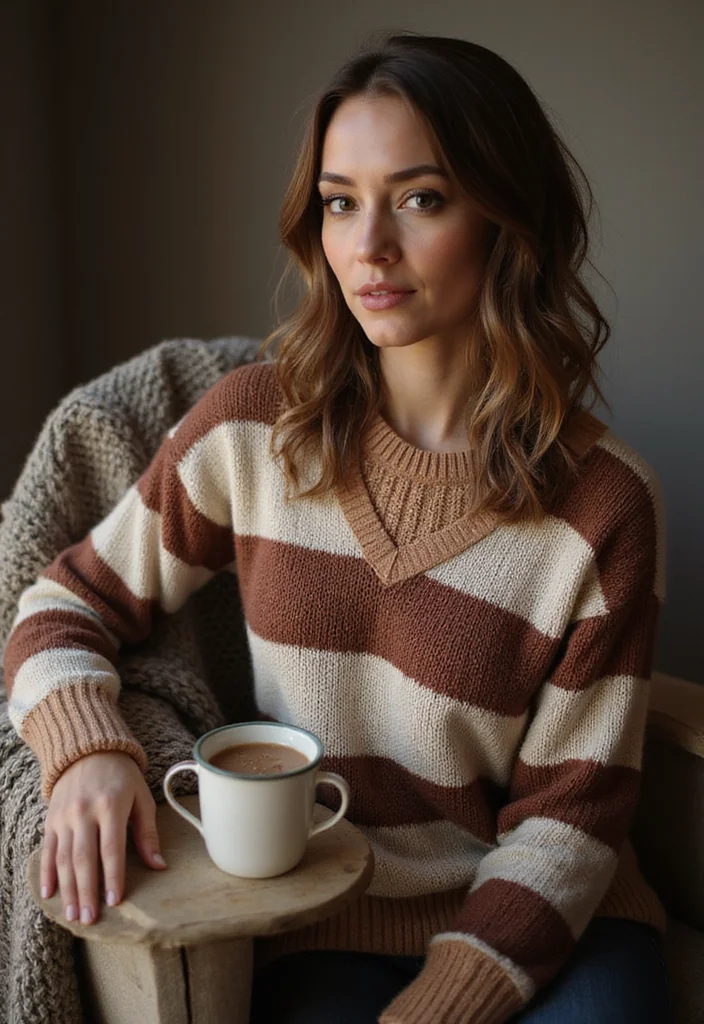 25 Warm Crochet Sweater Pattern Free Ideas for Cozy Days - 18. The Striped Sweater