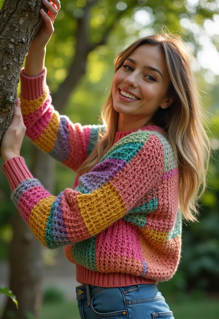 25 Warm Crochet Sweater Pattern Free Ideas for Cozy Days - 19. The Patchwork Sweater