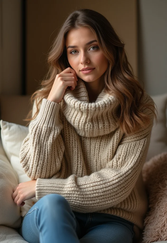 25 Warm Crochet Sweater Pattern Free Ideas for Cozy Days - 23. The Cowl Neck Sweater