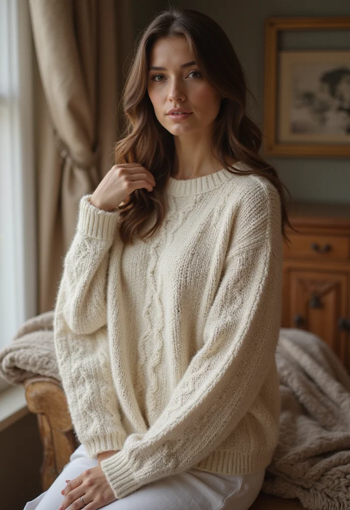 25 Warm Crochet Sweater Pattern Free Ideas for Cozy Days - 25. The Elegant Cable Knit Sweater
