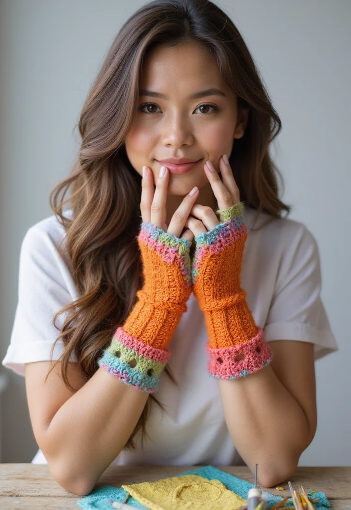 26 Cozy Crochet Fingerless Gloves Free Pattern Designs to Make - 12. Simple Chain Stitch