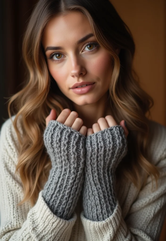 26 Cozy Crochet Fingerless Gloves Free Pattern Designs to Make - 13. Twisted Ribbing