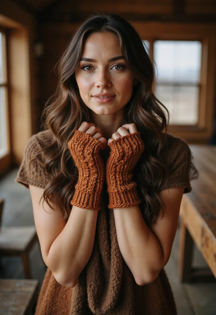 26 Cozy Crochet Fingerless Gloves Free Pattern Designs to Make - 16. Cozy Cabin Style