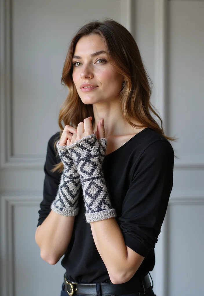 26 Cozy Crochet Fingerless Gloves Free Pattern Designs to Make - 18. Geometric Patterns
