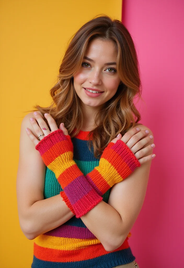 26 Cozy Crochet Fingerless Gloves Free Pattern Designs to Make - 20. Color-Blocked Bliss