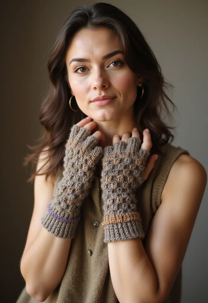 26 Cozy Crochet Fingerless Gloves Free Pattern Designs to Make - 23. Layered Textures
