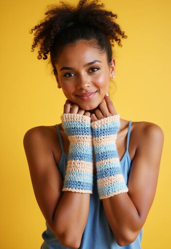 26 Cozy Crochet Fingerless Gloves Free Pattern Designs to Make - 24. Whimsical Waves