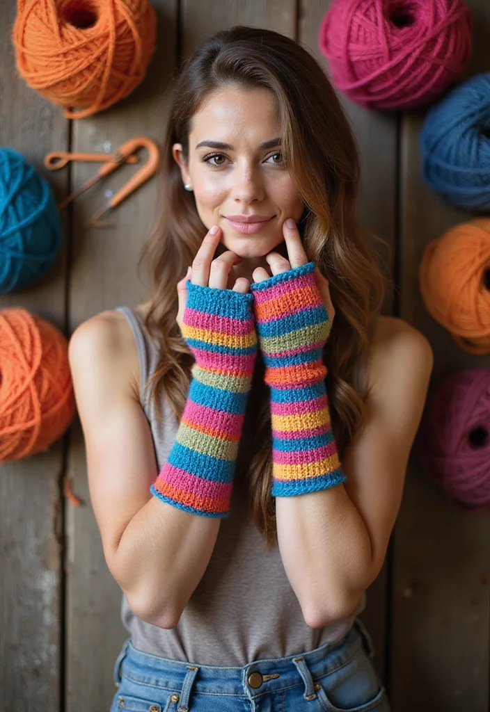 26 Cozy Crochet Fingerless Gloves Free Pattern Designs to Make - 5. Simple Stripes