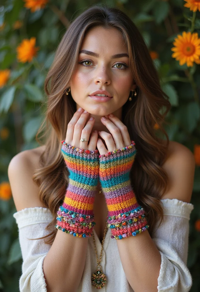 26 Cozy Crochet Fingerless Gloves Free Pattern Designs to Make - 6. Bohemian Charm