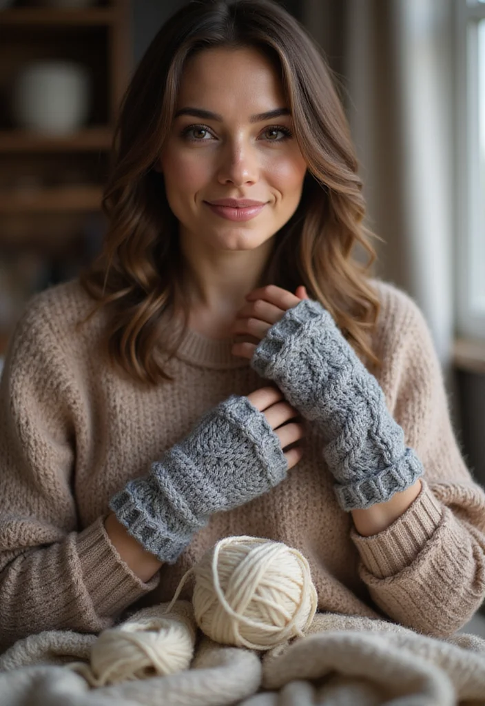 26 Cozy Crochet Fingerless Gloves Free Pattern Designs to Make - 7. Cabled Cozy