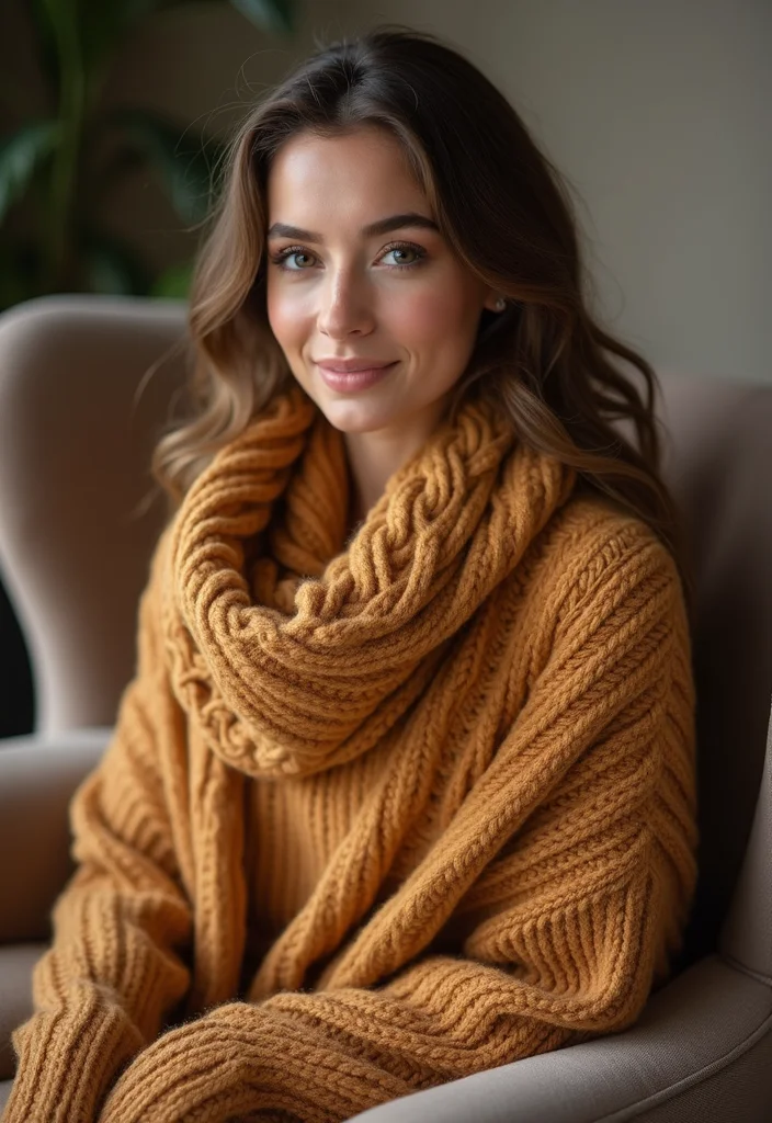 26 Gorgeous Crochet Shawl Pattern Free Ideas for Elegant Outfits - 9. Cozy Cable Knit Shawl